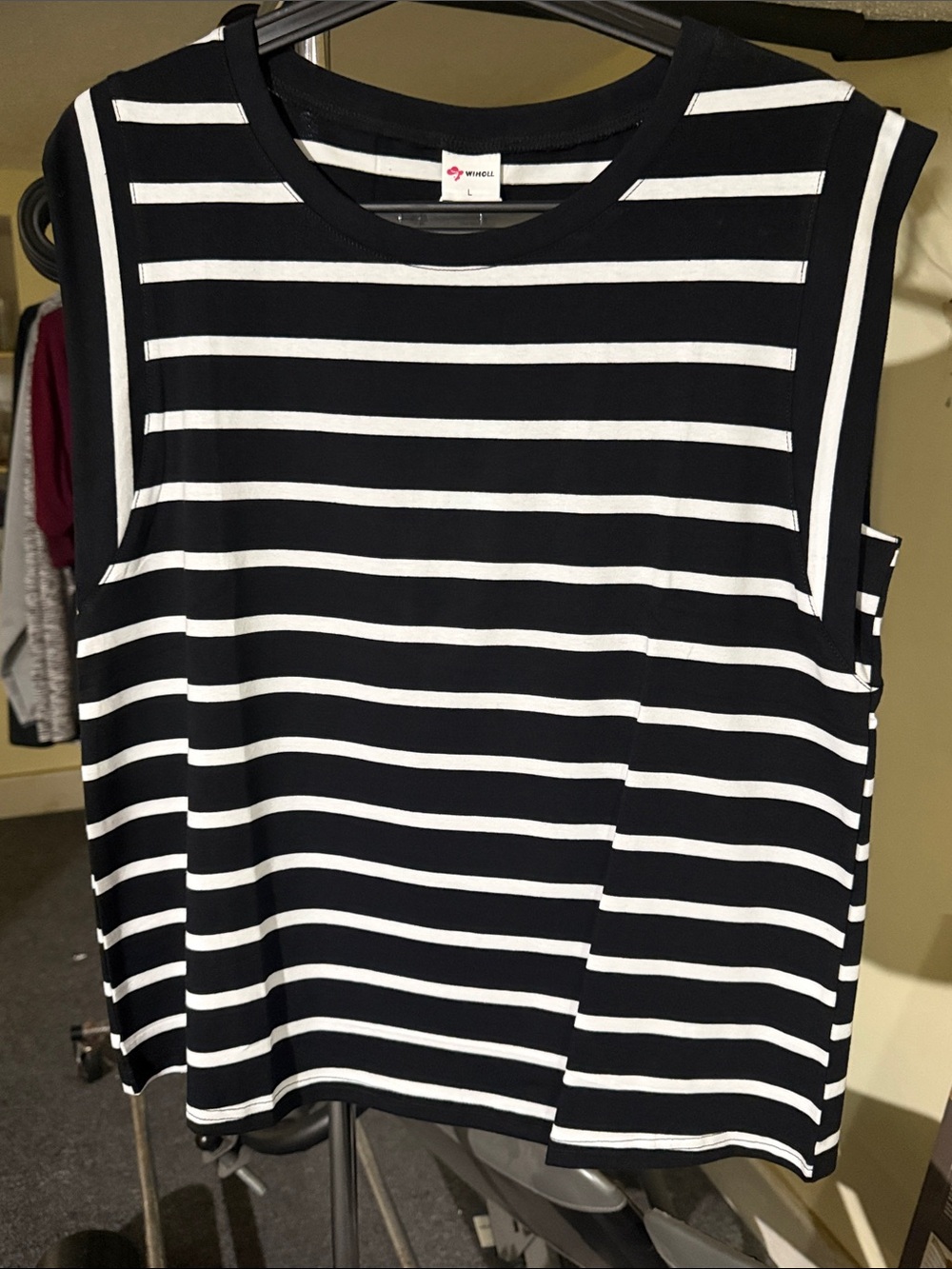 Women's Black & White Striped Sleeveless Tank Top